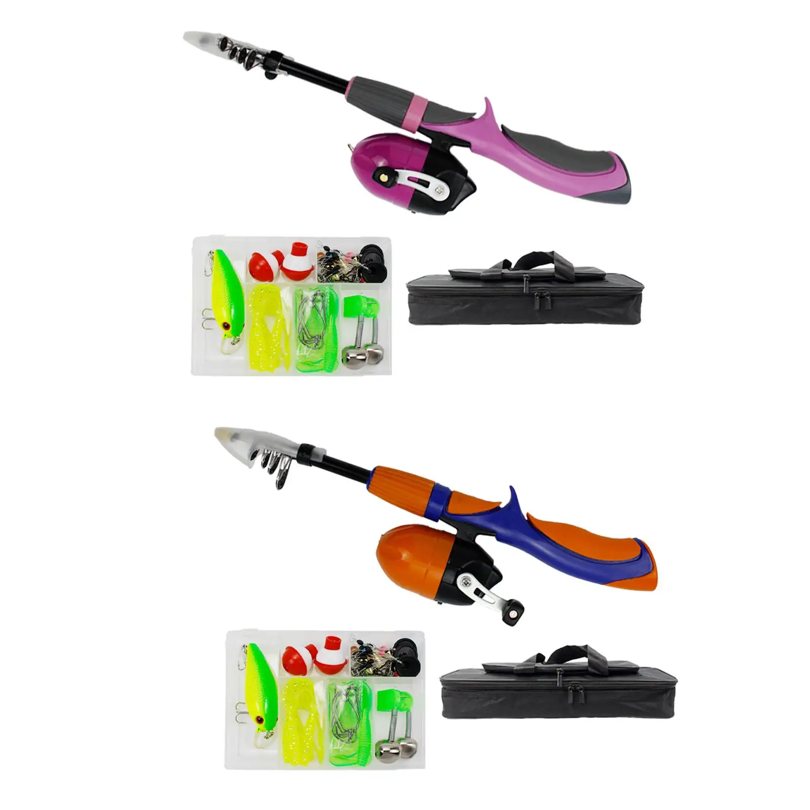 Portable Kids Fishing Pole Telescopic Fishing Rod with Reel  Travel Tote with Fishing Line Accessories Ultralight for Girls