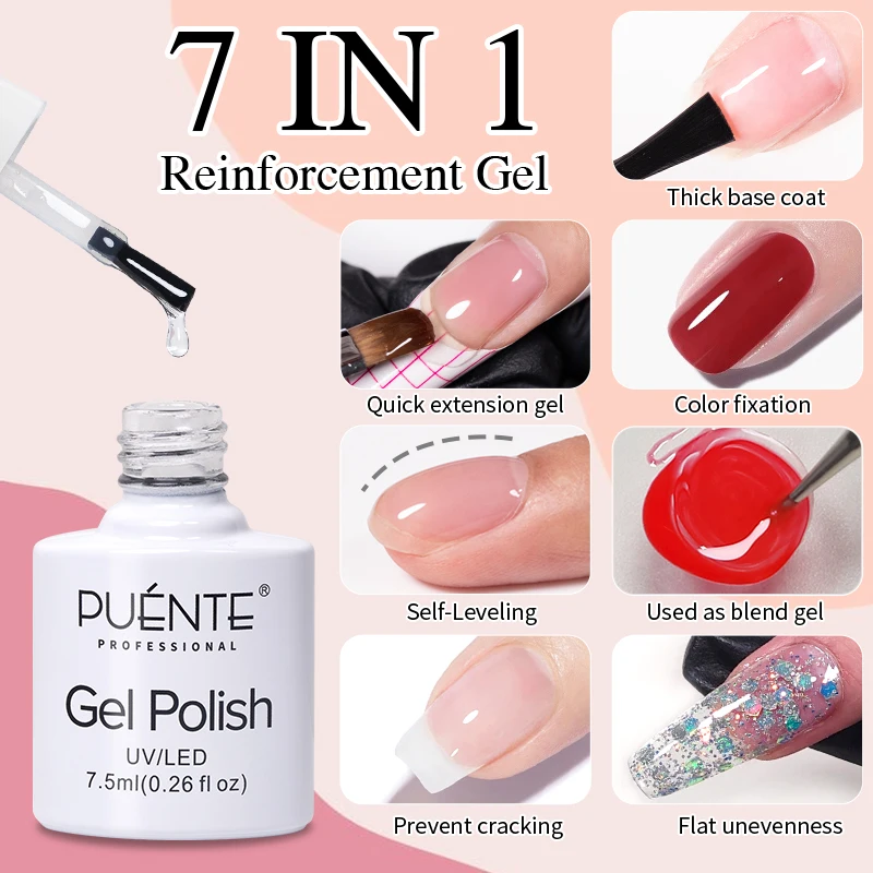 Best of PUENTE 7.5ML Reinforcement Gel Nail Polish 7-in-1 Function UV Gel Clear Thick Base Gel Nail Extension Self-Leveling Nail Varnish Reviews & Tips