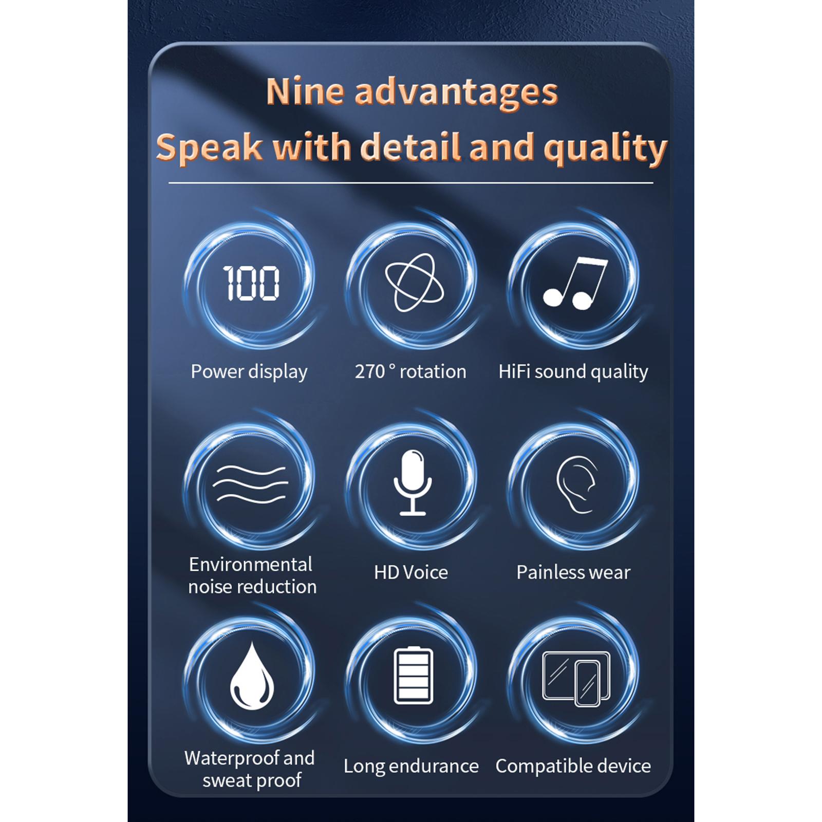 Bluetooth Headset Single Sweatproof Fits Left/Right In-Ear for Sport Fitness