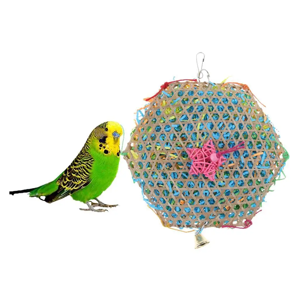Adorable Colorful Bamboo Bird Toy Drawing Chewing Toy