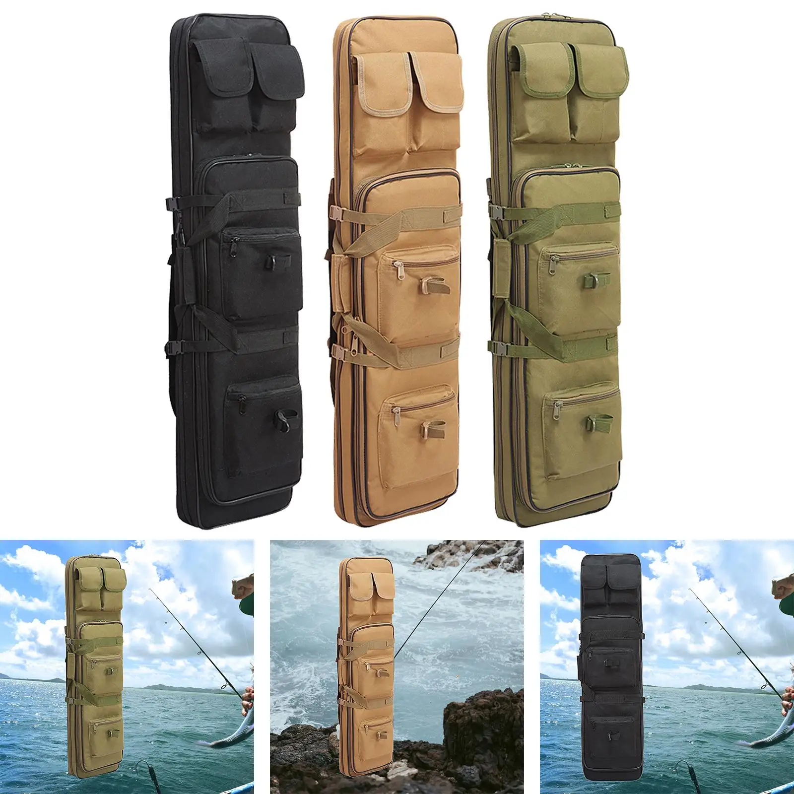 Portable Fishing Pole Bag Protective Cover Pole Rod Holder Backpack for Travel Fishing Gear
