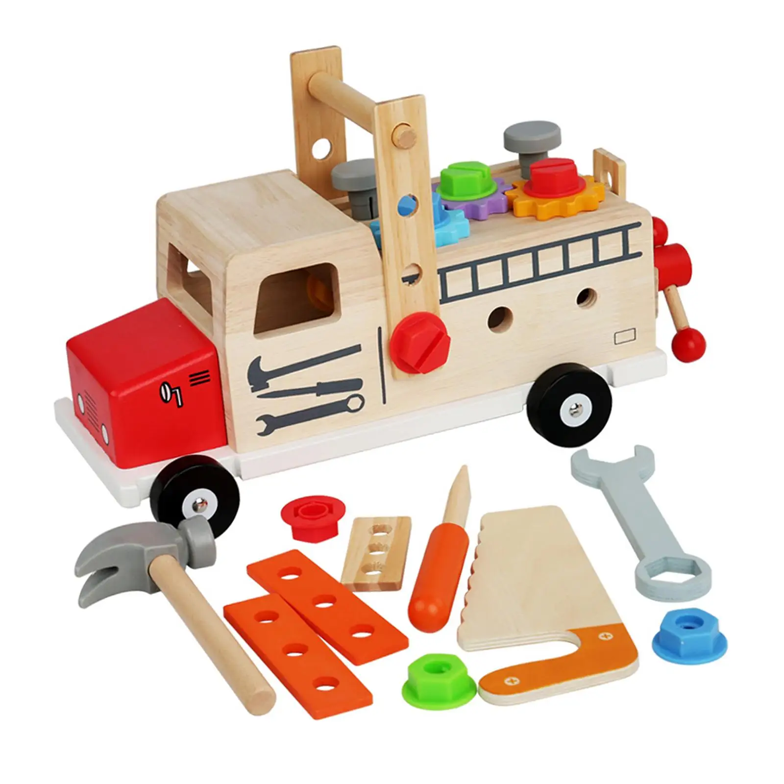 Construction Toy Stem Creative Montessori Role Play Wood Kids Tool Set for Children 3 4 5 6 Years Old Boys Girls Xmas Present