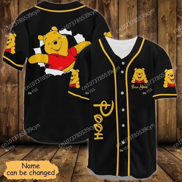 Custom Name For Disney Fans Pooh Yellow Baseball Jersey Shirt