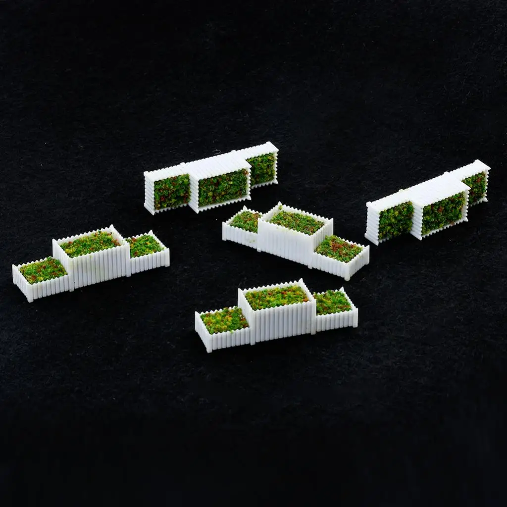 5 Packs HO Scale 1/100 Flower Beds Plant Set for Sandtable Train Decor