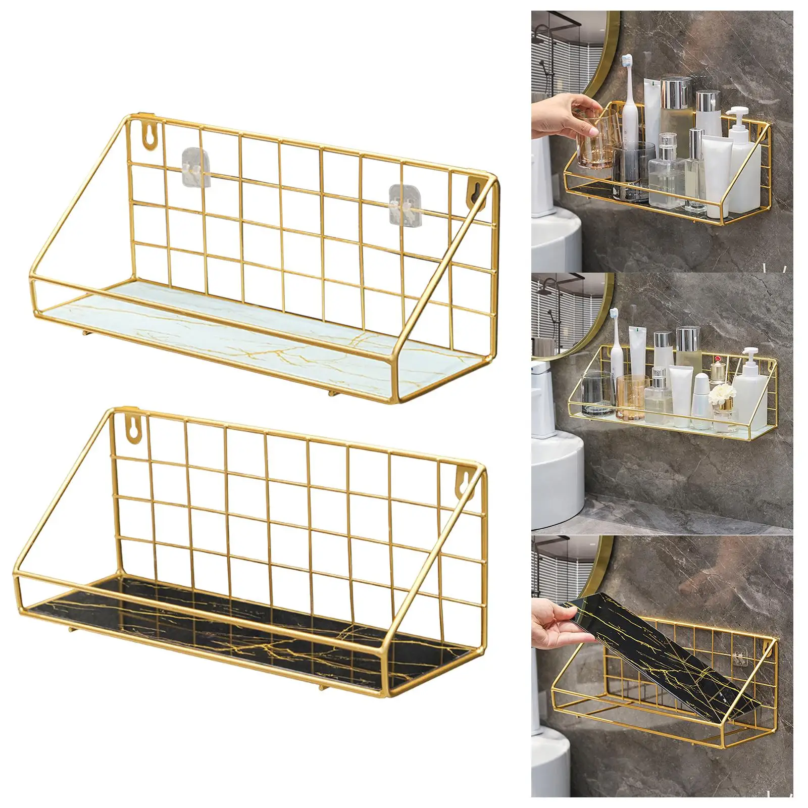 Free Punch Bathroom Shelves Wall Mounted Storage Hanging Shelf Wall Shelves for Toilet Decorations