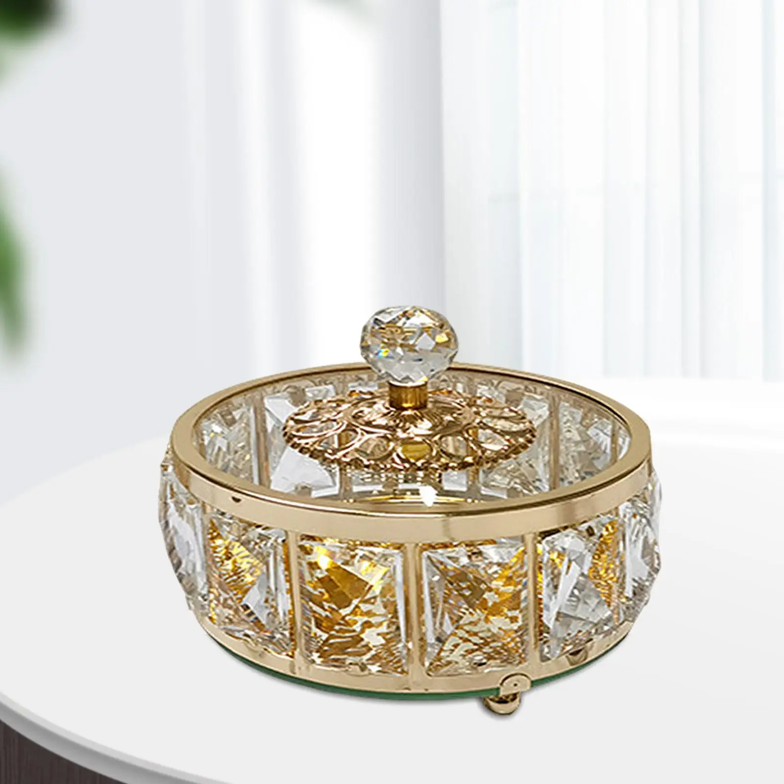 Jewelry Cosmetic Box Delicate Round Candy Jar for Holiday Party Decoration