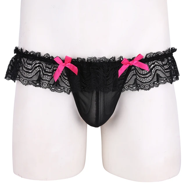 Men Sexy Lingerie Set Sissy Lace Bra & Brief Underwear Exotic