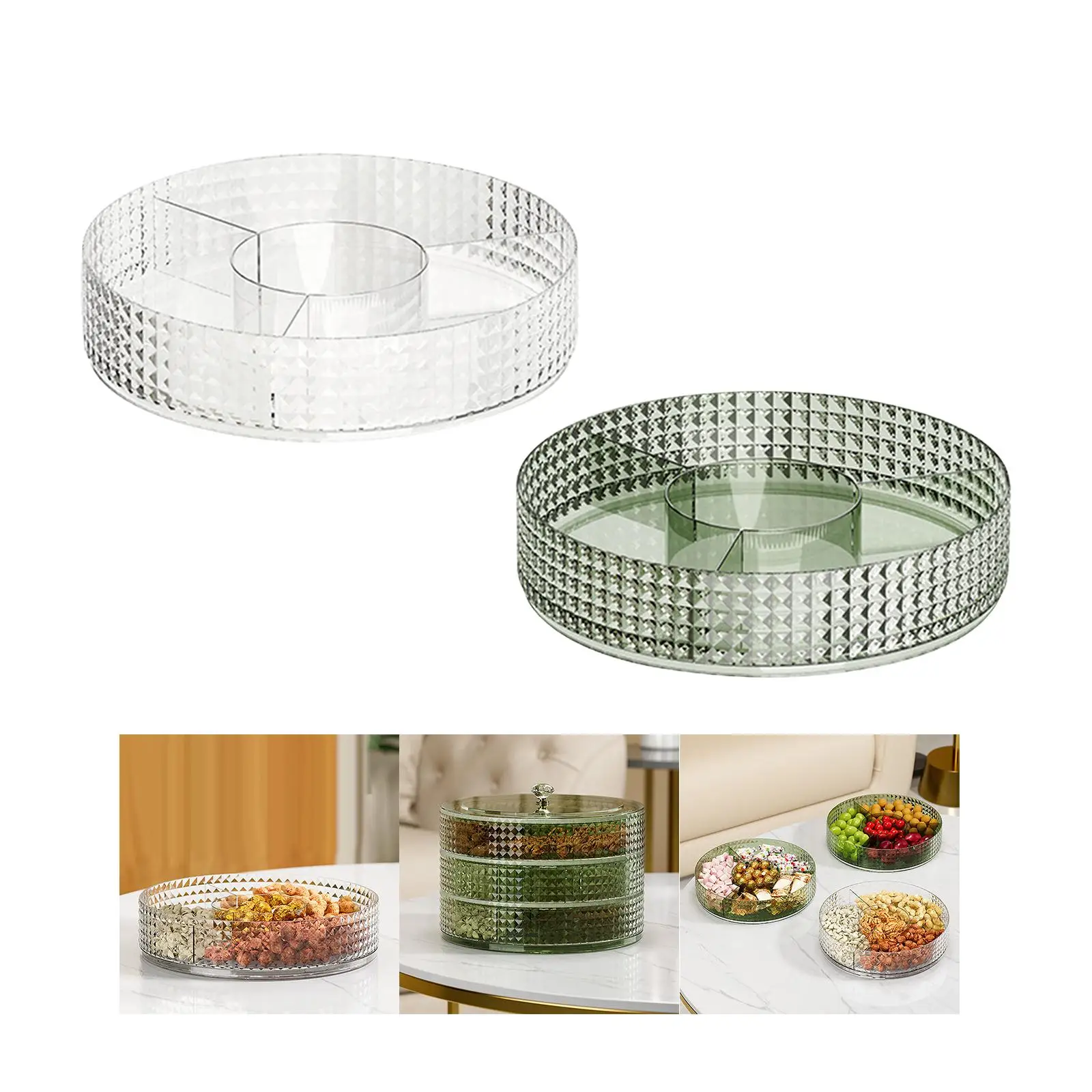 360 Rotating 9.9inch Snacks Serving Tray Makeup Holder Durable Stylish