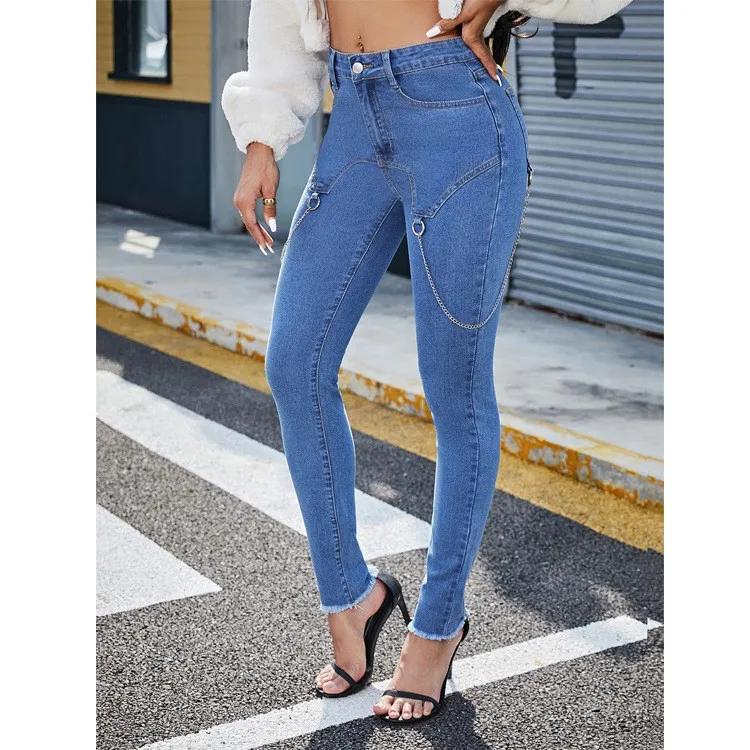 Fashion Sexy Skinny Jeans Woman Vintage Blue Denim Pants Spring Summer Streetwear Women High Waist Pencil Pants Jeans Clothing good american jeans