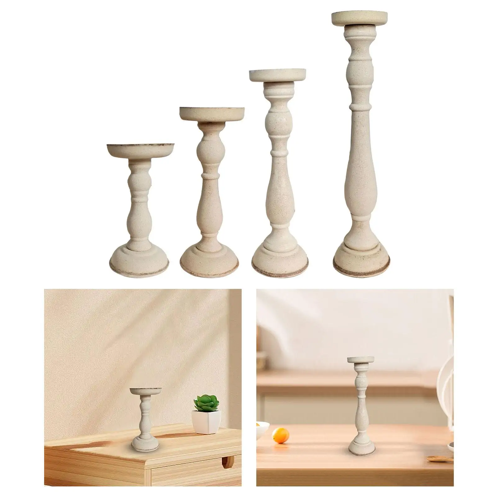 Wooden Candlestick Stand Photo Props Decoration Candelabra Centerpiece Craft Candle Holder Roman Pillar for Wedding Living Room