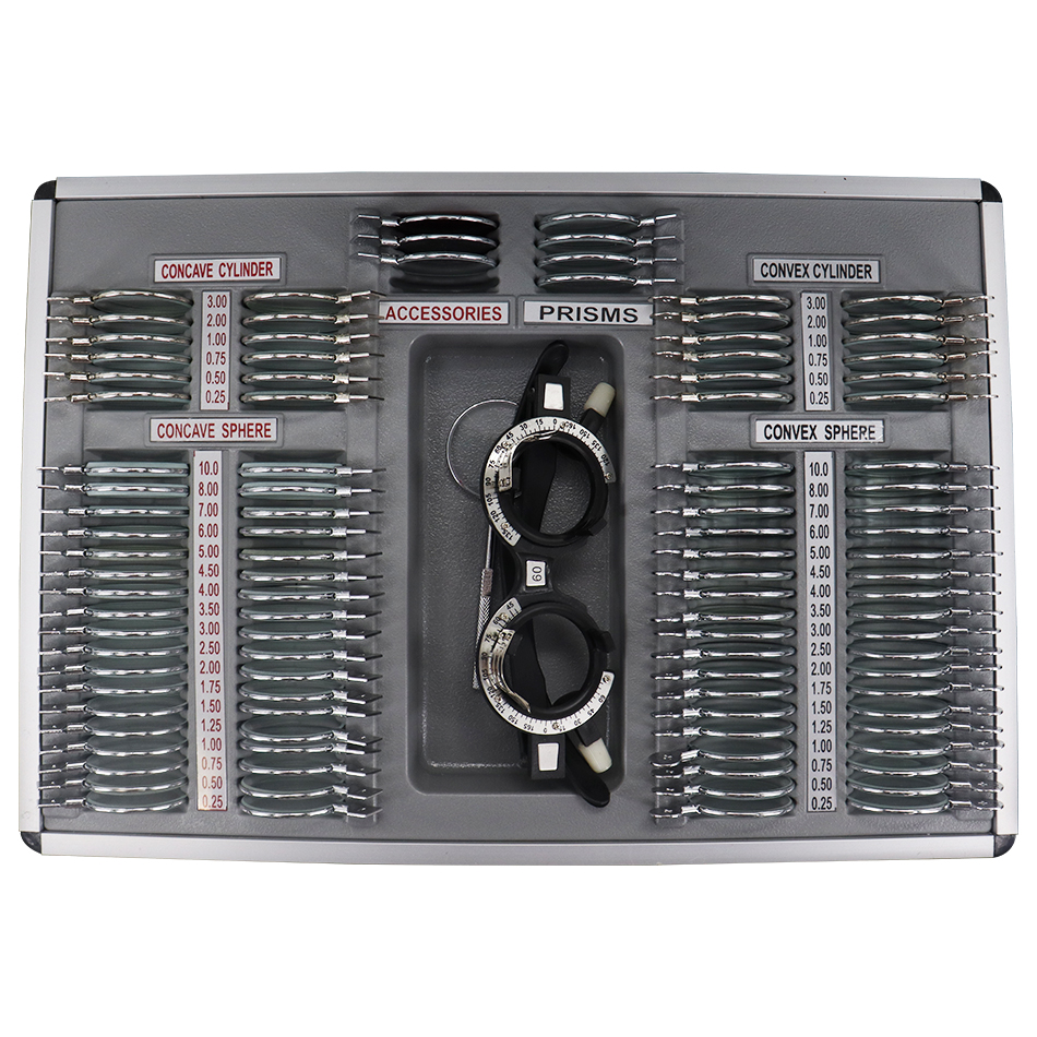 Optometry Equipment 104 Trial Lens Set Metal Rims Aluminium Case with Free Trial Frame