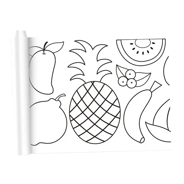 Large Kids Coloring Paper Roll, Perfect Travel Activity Gifts 30Cmx300cm  Wall Coloring Stickers Toddlers Coloring Poster for Birthday Home Food  Fruits