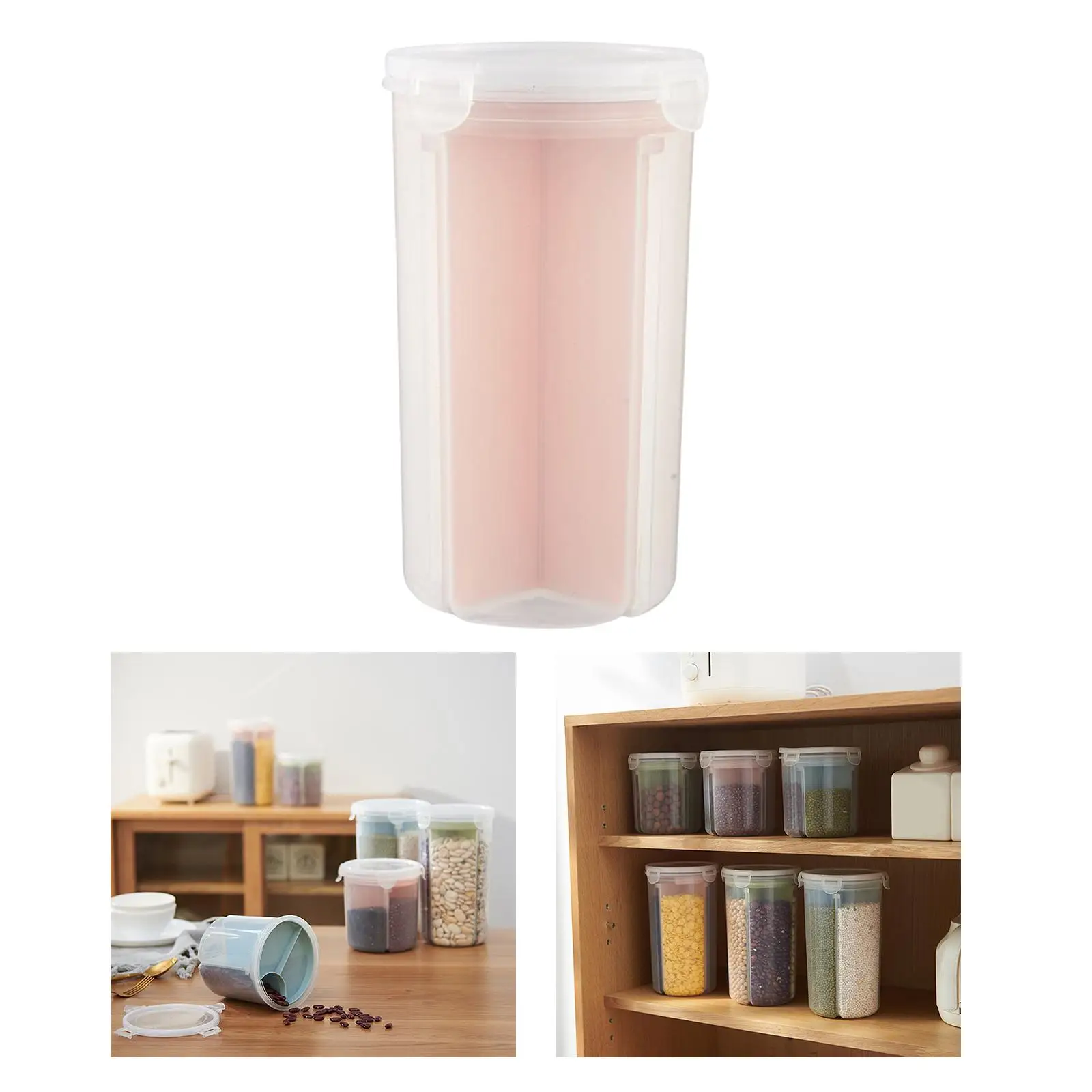 Grain Storage Bottle with Removable Compartment Food Container Rotated Lid Food Storage Containers for Cereal Nut Bean Snack