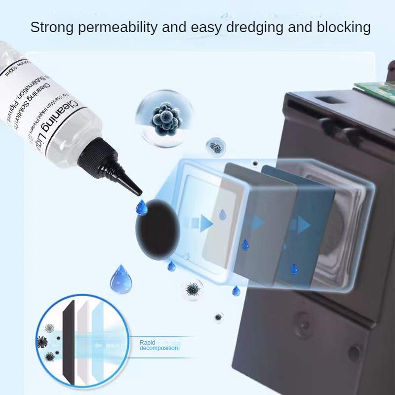 100 ml Tintenstrahldrucker, Druckkopfreiniger, Reinigungslösung, flüssige Flüssigkeit für EPSON HP CANON BROTHER Lexmark Tintenstrahldrucker – Detail 2