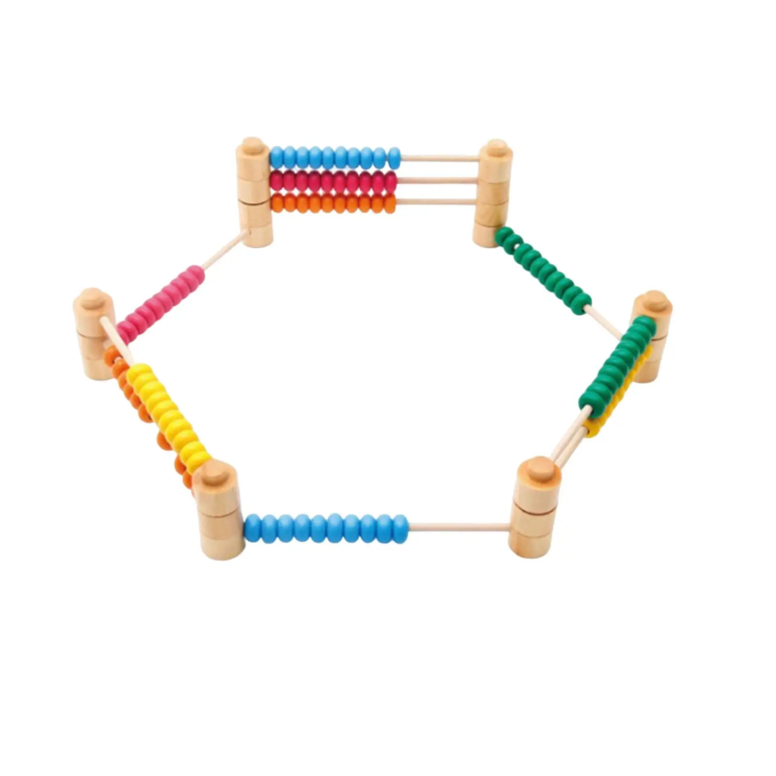 Montessori Wooden Abacus Frame Manipulative with Multicolor Beads Stacking