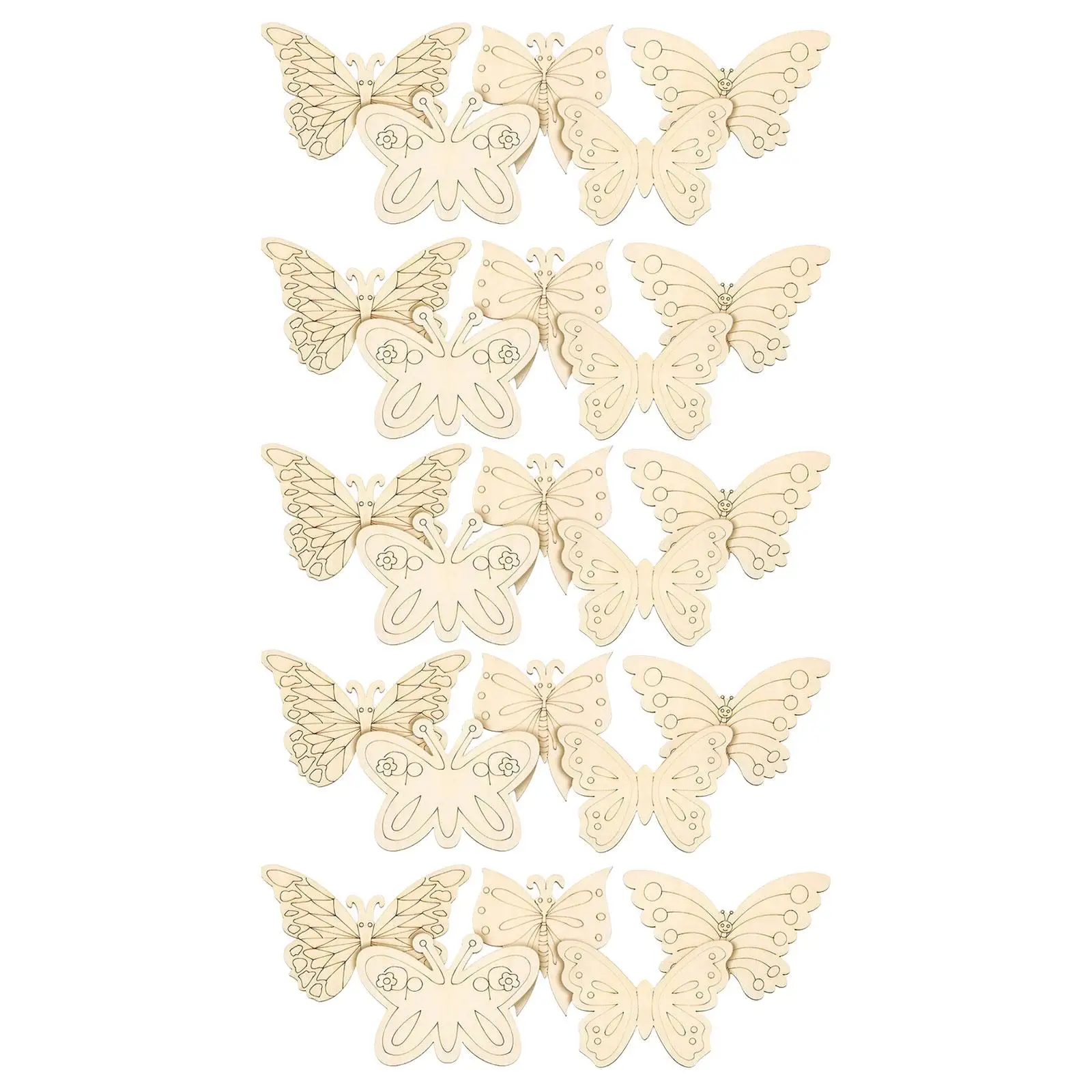 25x Wooden Butterfly Cutouts Wooden Pieces Ornament Butterfly Shaped Wood Slices Wood Chips for DIY Crafts Wedding Home Decor