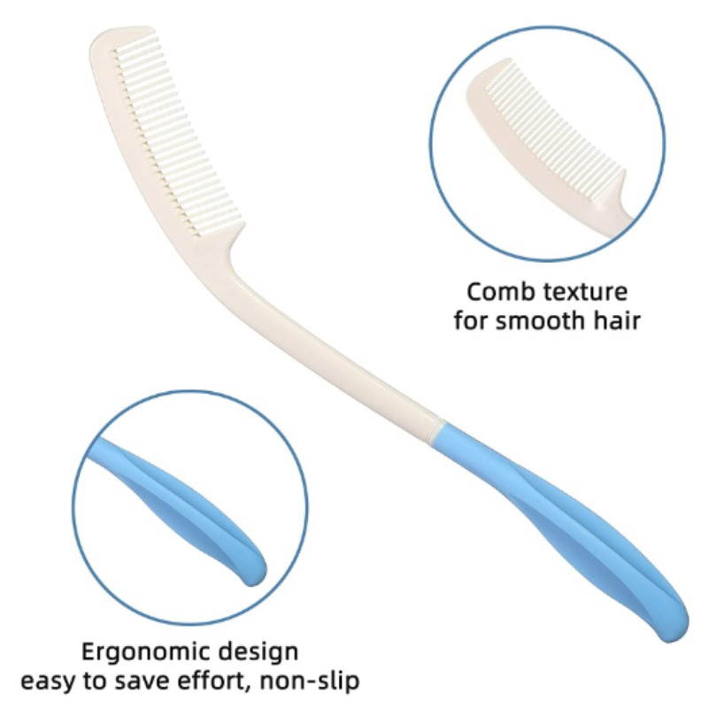 1Pcs Elderly Long Handle Comb Anti-slip Ergonomic Curved Arthritis Hairbrush Hand Disabled Patient Aid Hair Brush Health Care