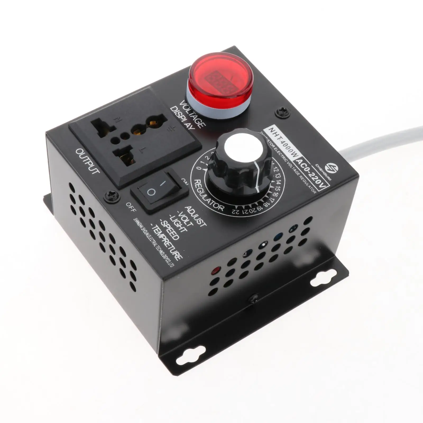 SCR Dimmer Portable Speed Temperature Light Voltage Adjustable Regulator 220V 4000W Compact Variable Voltage Controller US Plug