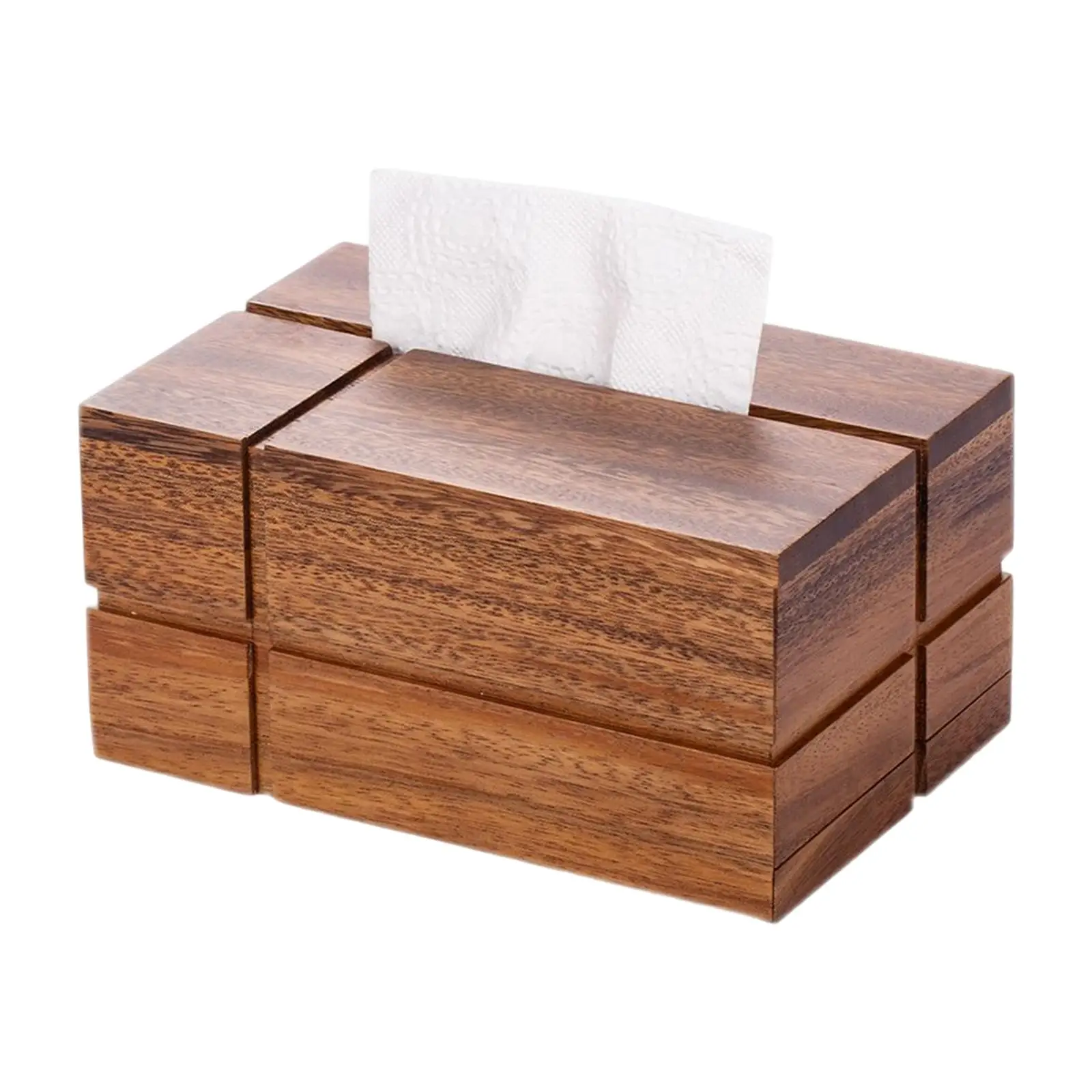Home Solid Wood Tissue Box Durable Rectangle Paper Storage Box Crafts Facial Tissue Case for Home Kitchen Tables Bathroom Hotel
