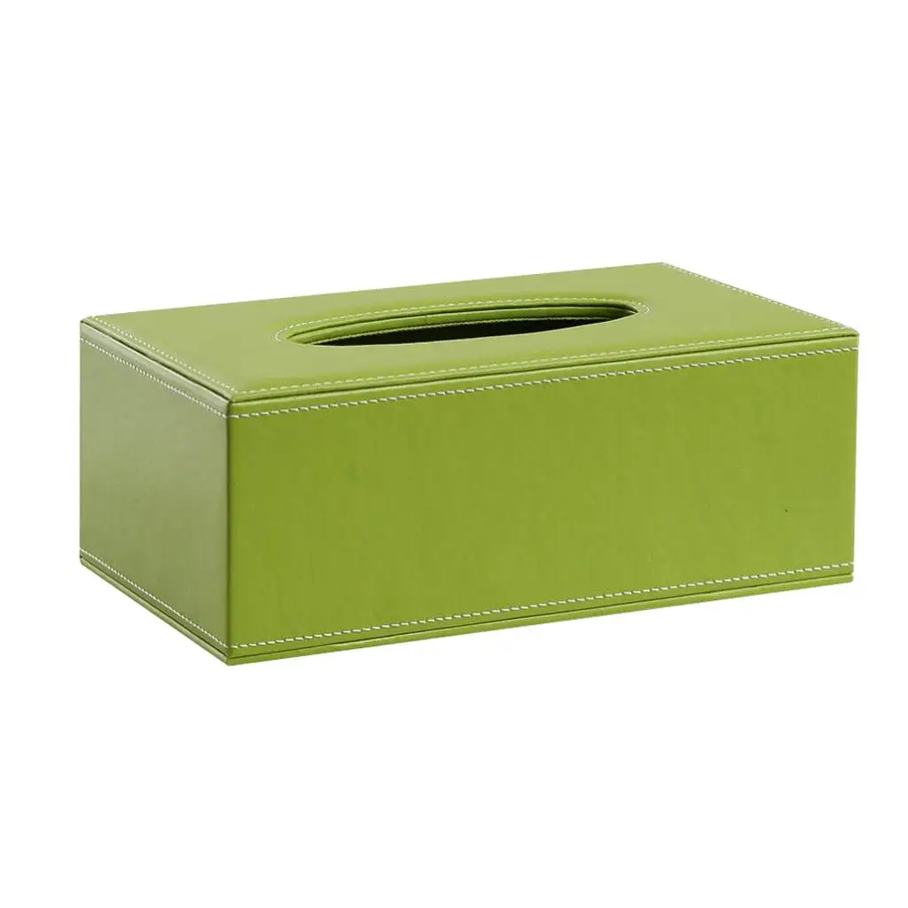 Kitchen Bathroom Rack Napkin Box Tissue Case Green Leather Dispenser, Stylish Home Decoration 9.84x5.51x3.74 inch