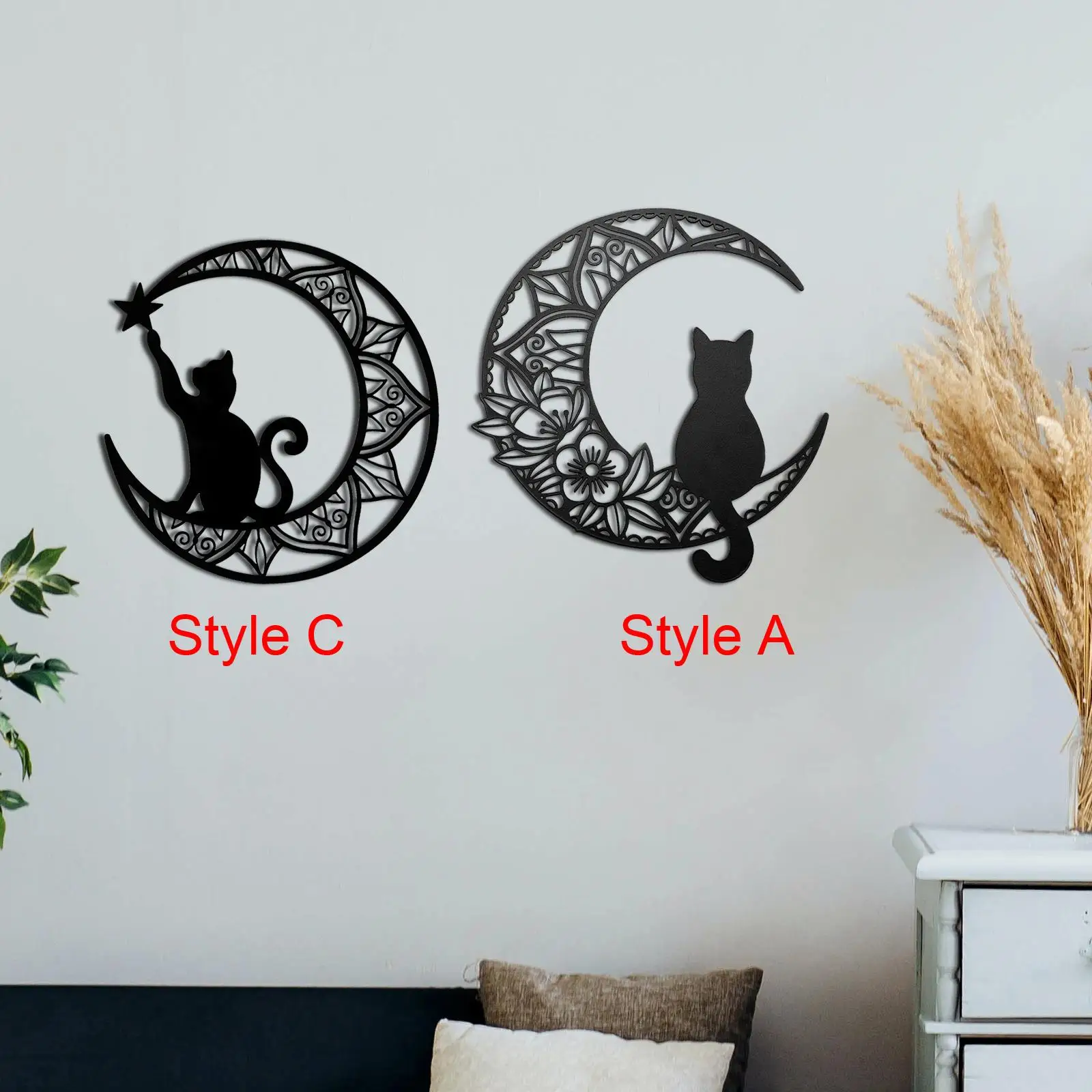 33cm Metal Wall Art Decor, Cat Silhouette, Cat Decoration, Wall Hanging Ornament