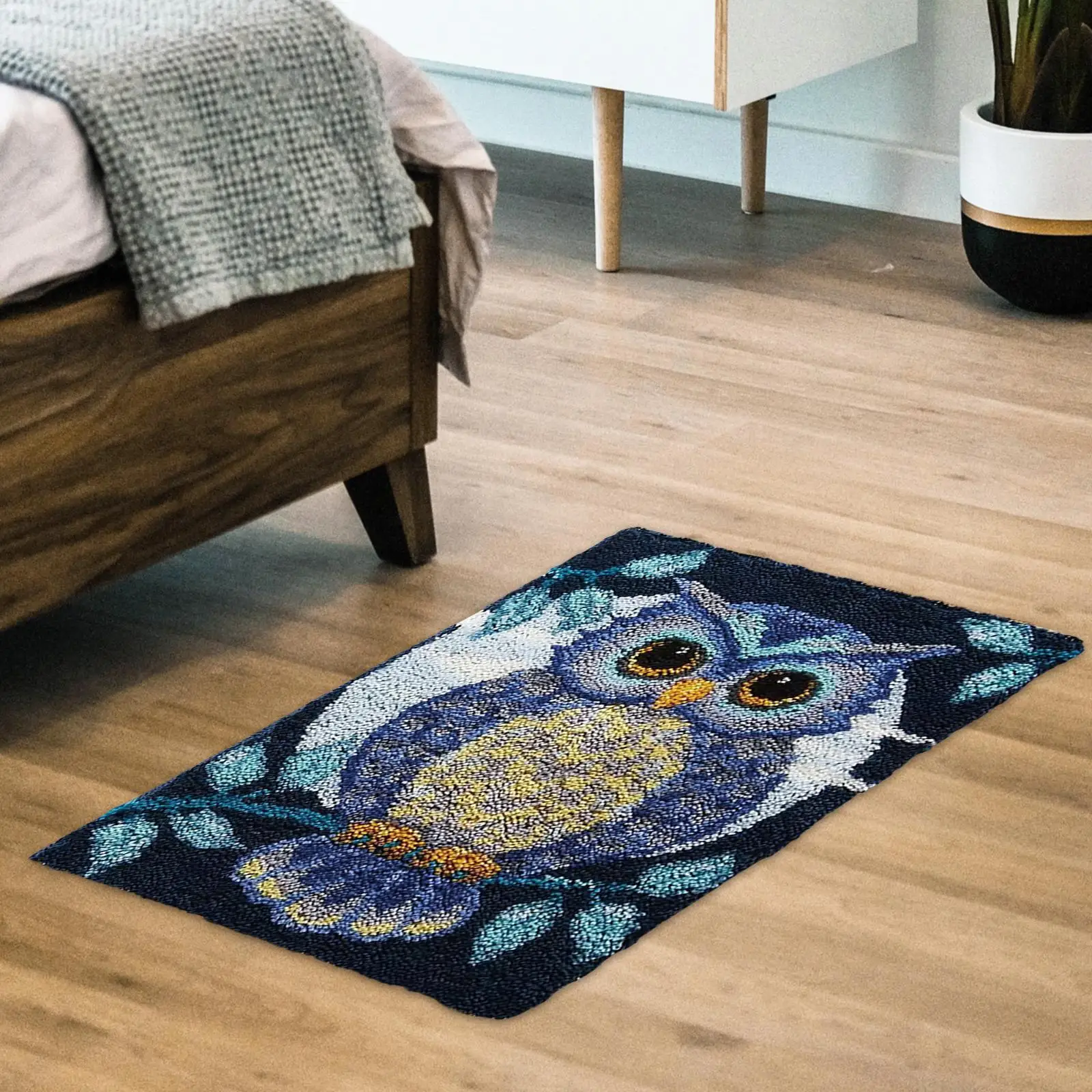 Owl Latch Hook Craft Kit Floor Mat for Adults Creative Hand Craft Carpet Making Kit