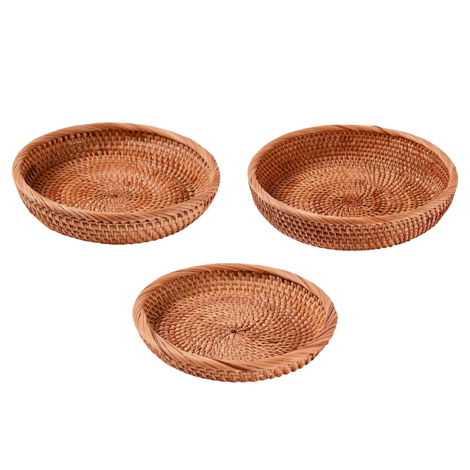 Wicker Tray Tabletop Decorative Food Serving Basket Handwove Wicker Bread Basket Wicker Bowl for kitchen Fruit Home Keys