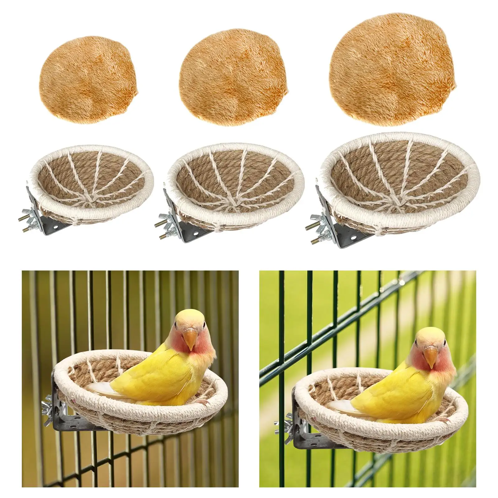 Bird Breeding Nest Bed with Plush Pads Comfortable Bird Cage Nest for Finches