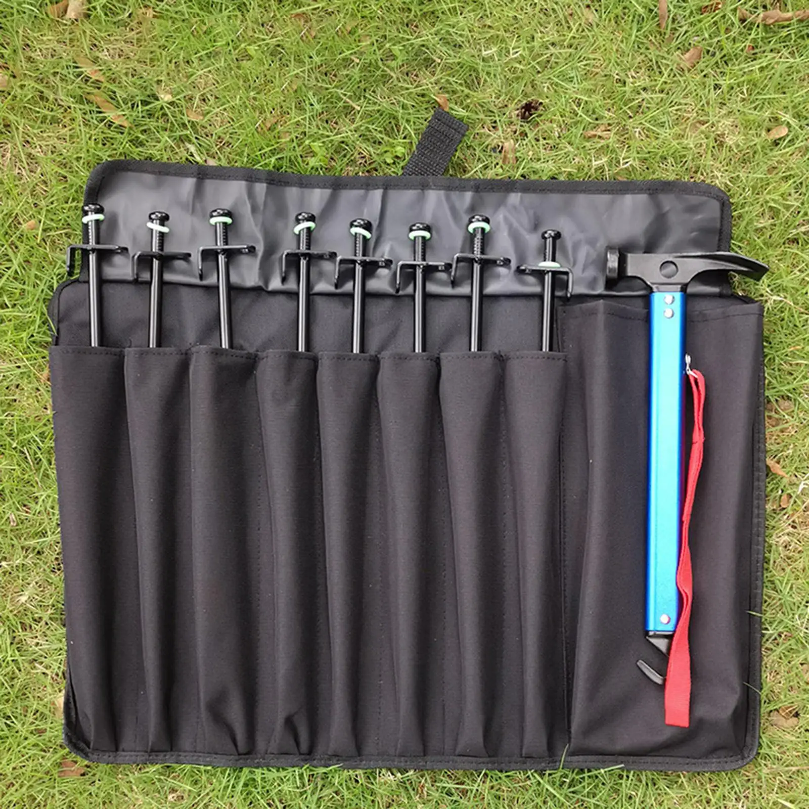 Roll up Bag Organizer Foldable Bag Tent Pegs Pouch Camping Tent Stakes Storage Bag for Climbing Buckle Clothes Line Deck Nail