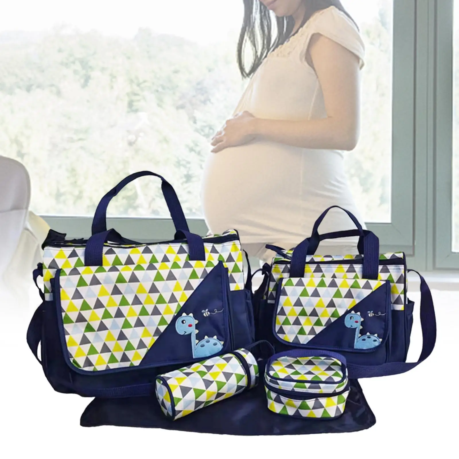 Diaper Bag Set with Changing Mat Multifunction Handheld Bag Tote Travel Bag