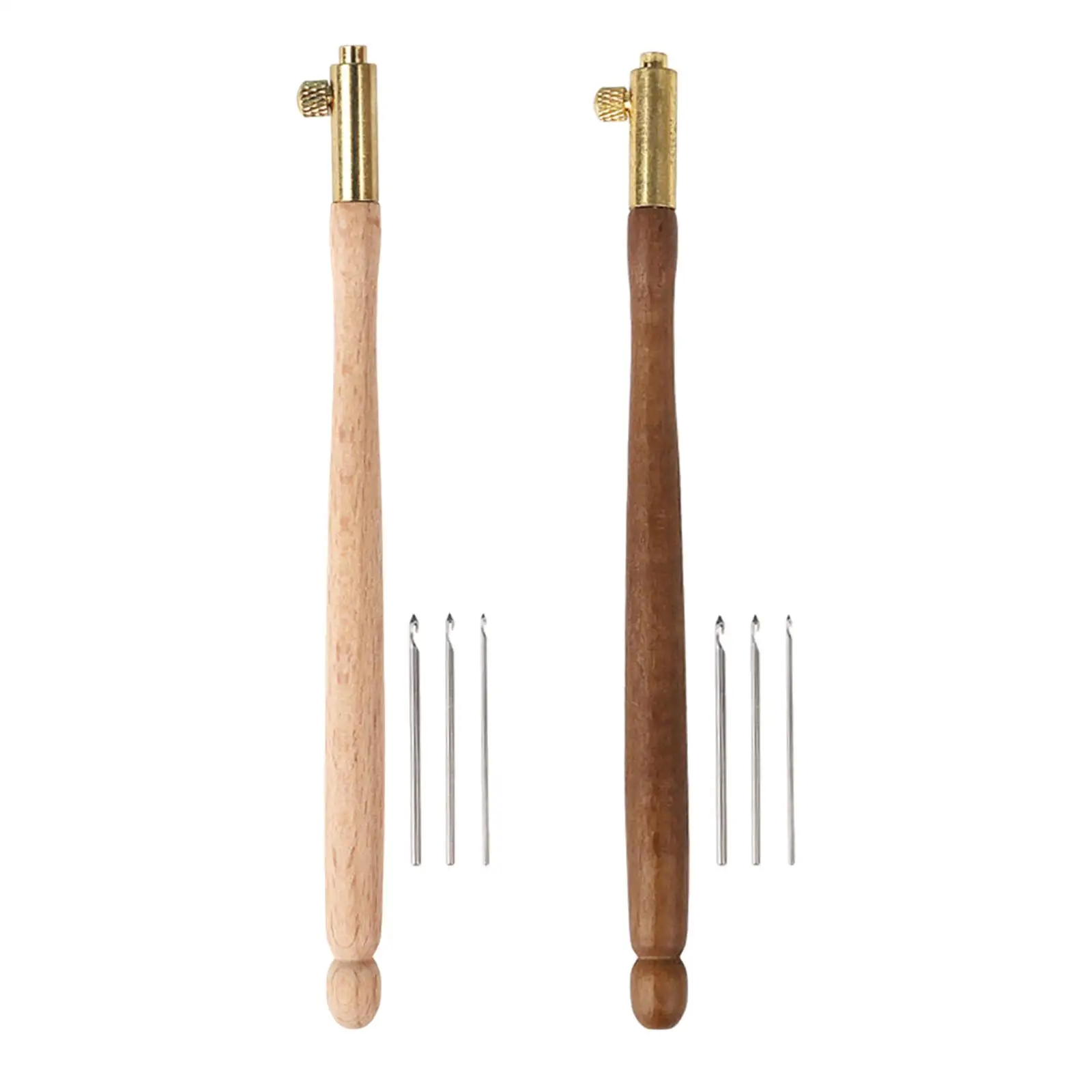 Tambour Hook Embroidery Beading Tools Set 0.7mm/1.0mm/1.2mm Sequin Beads Set Wooden Handle Tambour Beading for Sewing Knitting