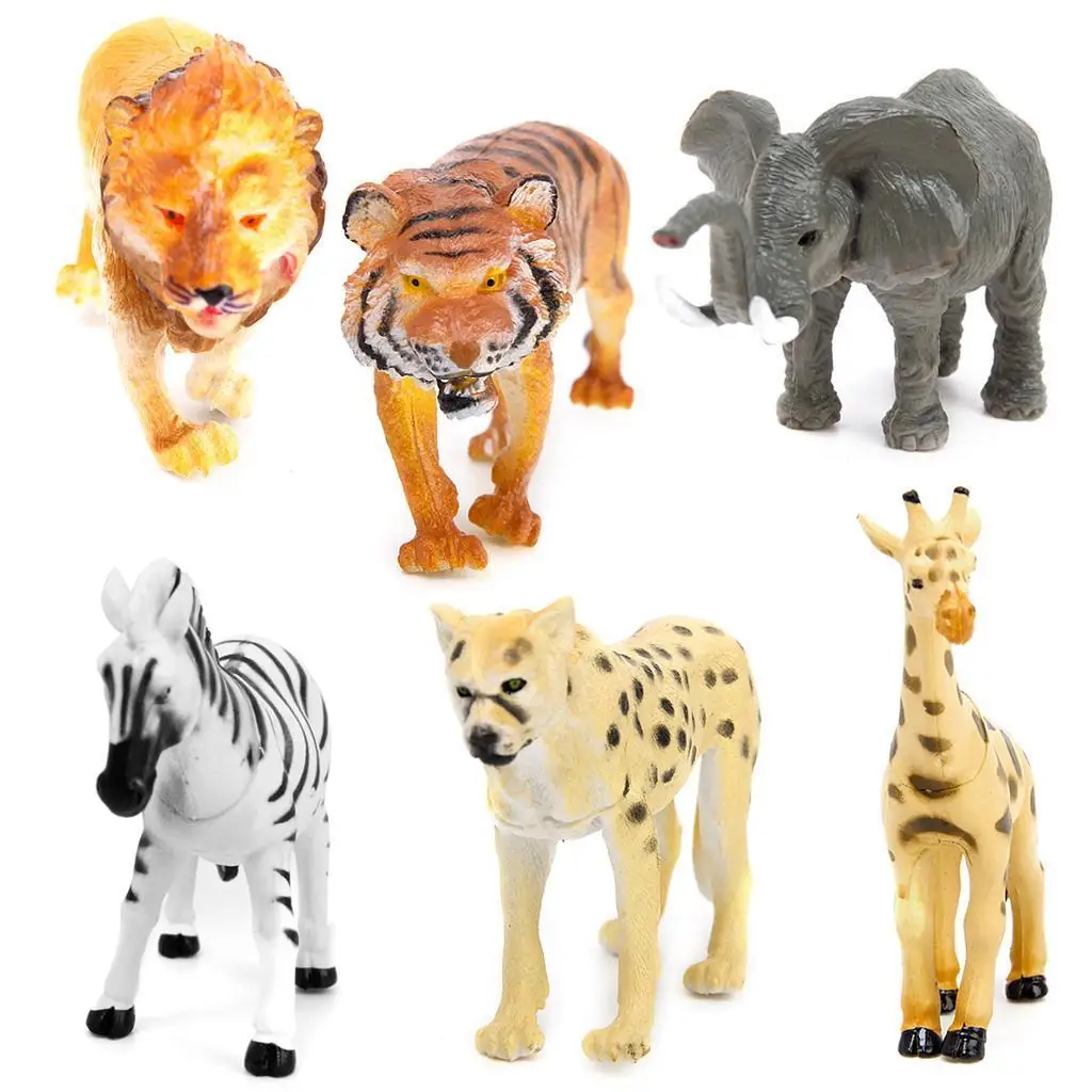 6 Pieces  Figurine Zoo Playset - Giraffe,Lion,,Zebra - Easter Eggs Party Supplies, Adults Collections, Kids Learning Toy