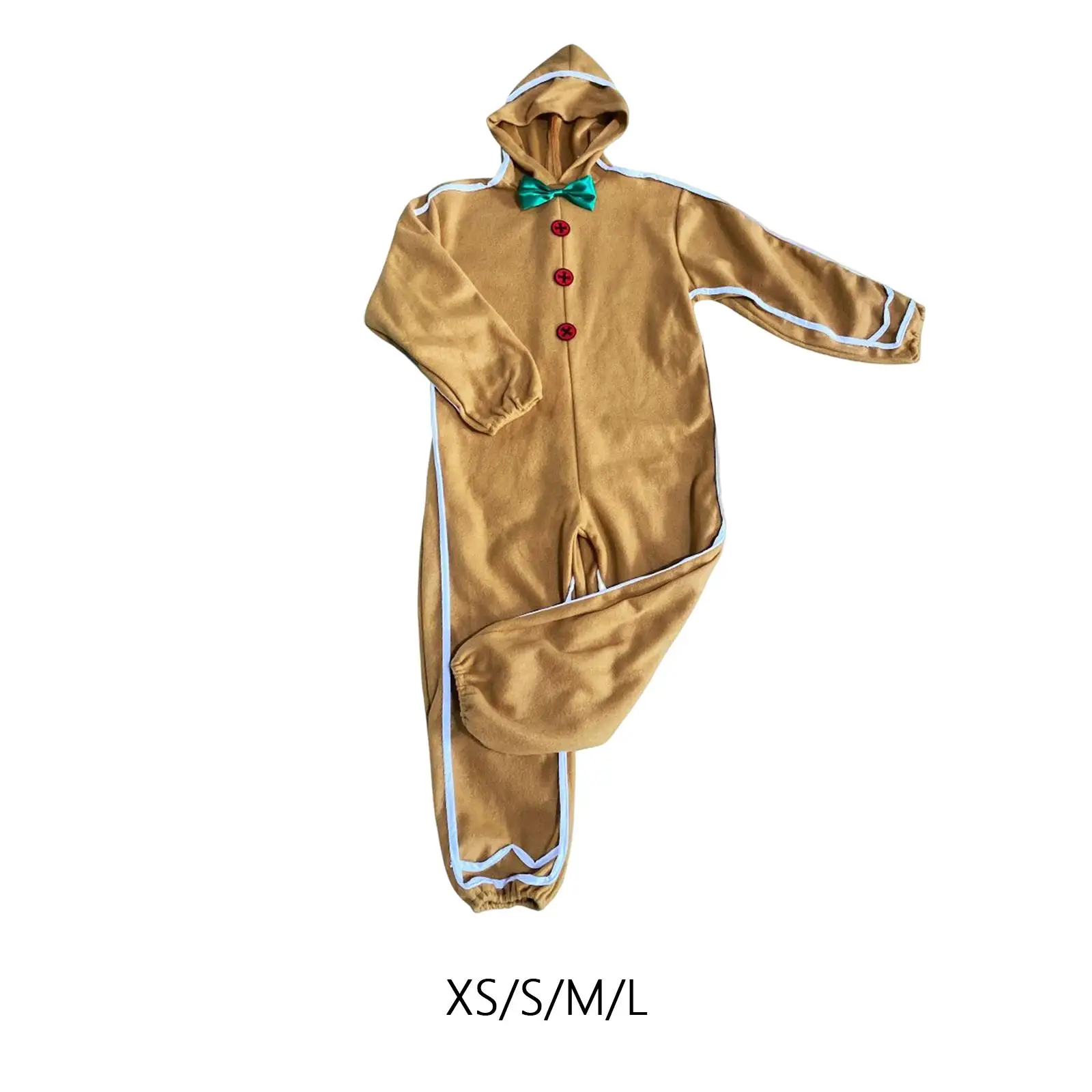 Christmas Outfit Boys Girls Fancy Dress Child Gingerbread Man Costume Clothes Jumpsuit for Cosplay Photo Props Role Play Party