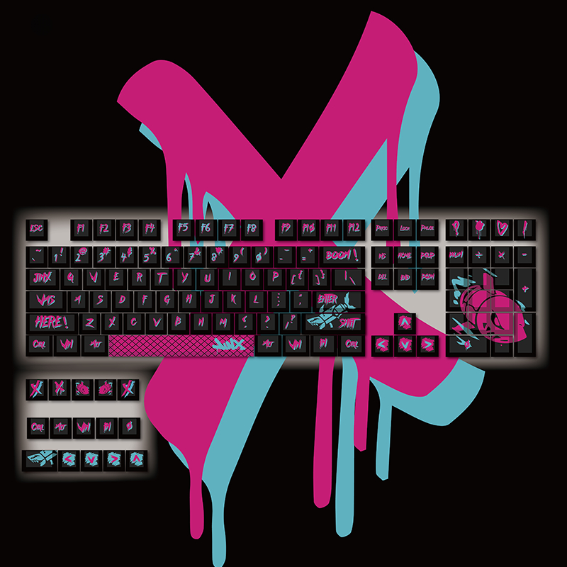 ECHOME-Arcane Jinx Tema Keycaps, PBT, Dye-Sublimação Keyboard