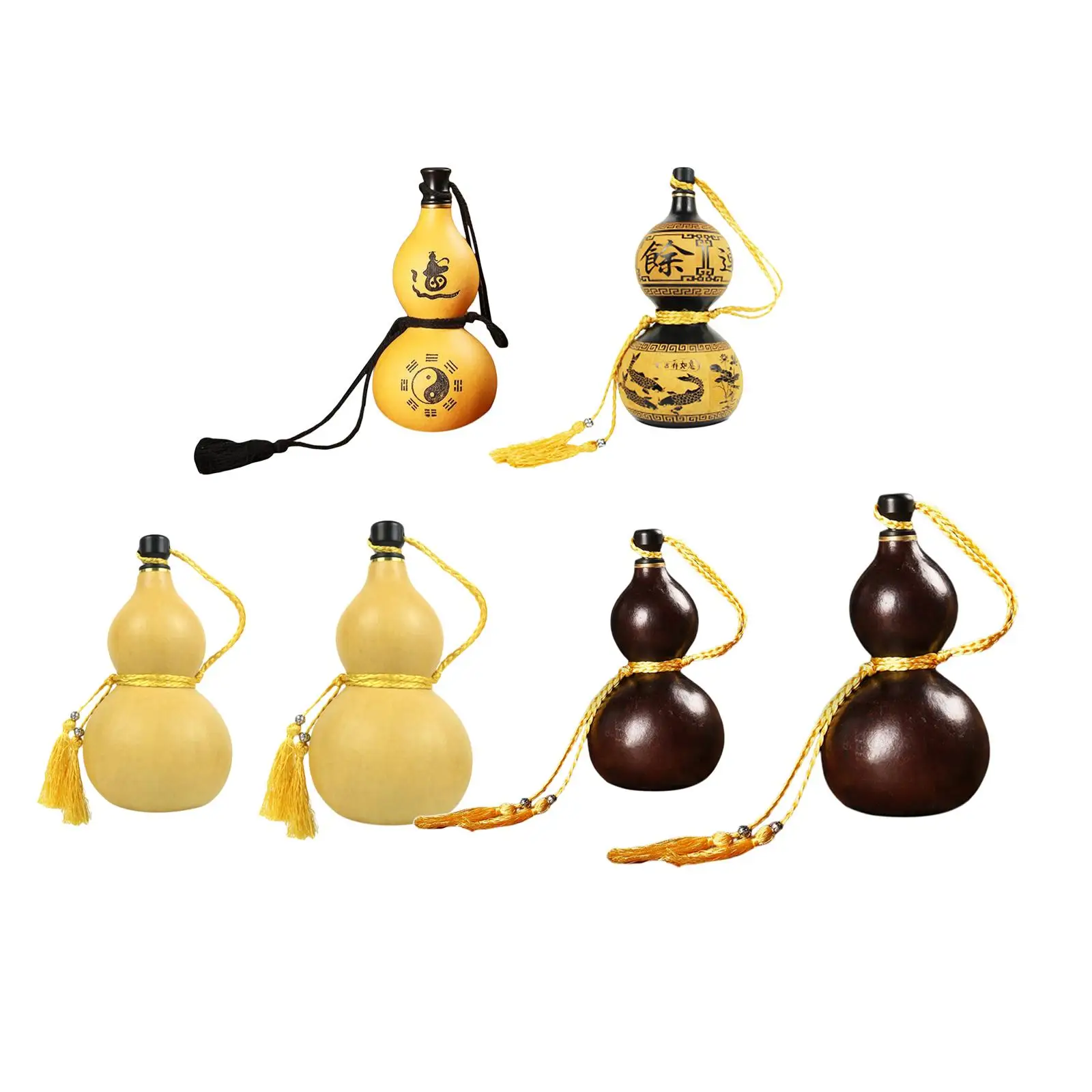 Gourd Wine Bottle with Lid Traditional Drinking Gourd Decorative Water Bottle for Living Room Home Entrance Desk Decoration