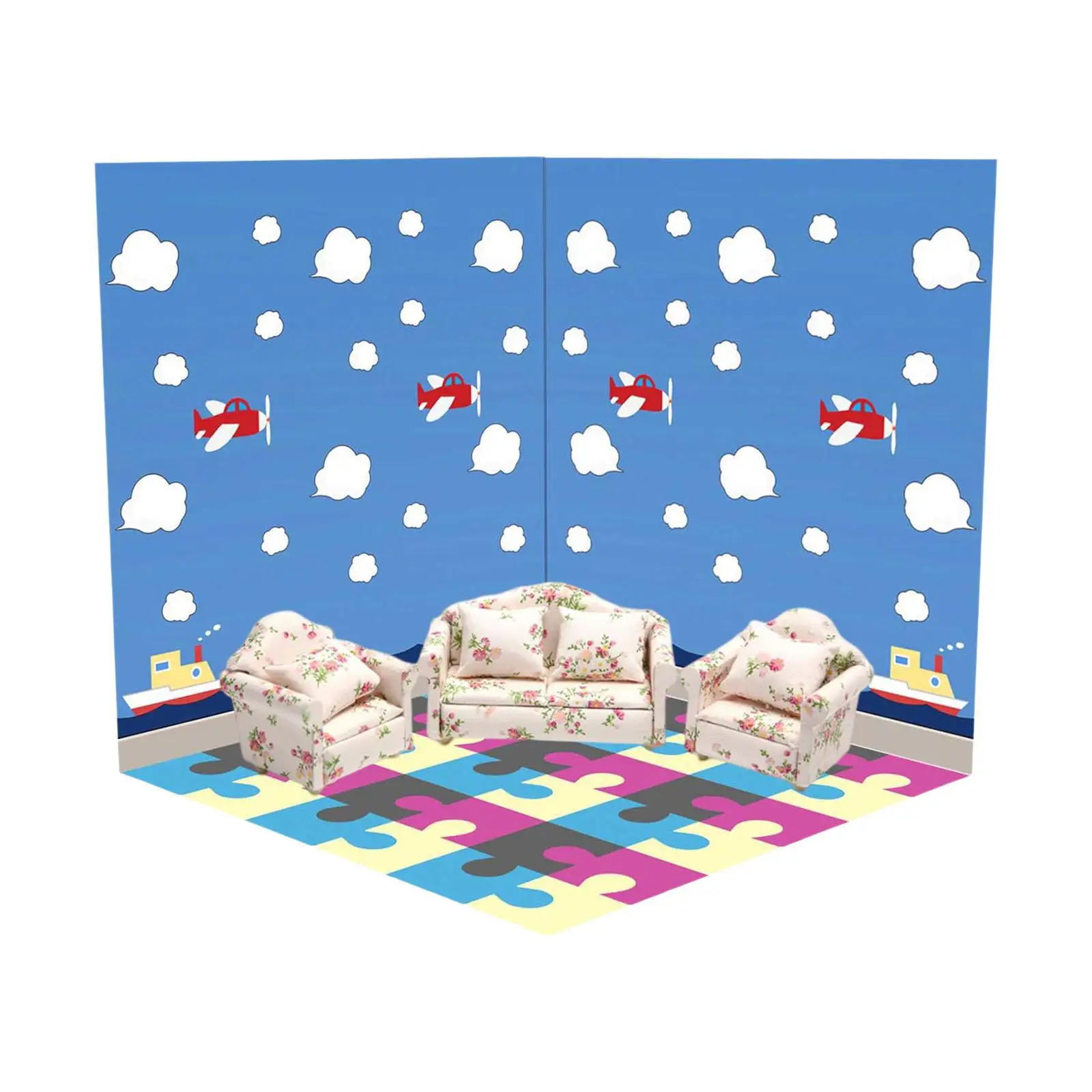 1:12 Scale Dollhouse Scoreboard, Multipurpose Foldable Durable  Background Board for Home Bedroom Living Room Girls