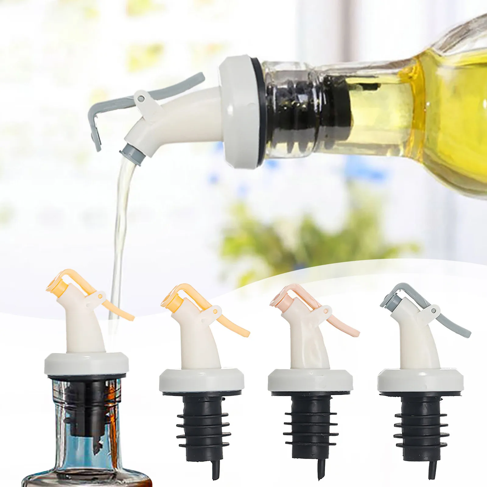 2*Bottle Cork Pourer Spout Stopper Dispenser For Kitchen Olive Oil Vinegar Tools 