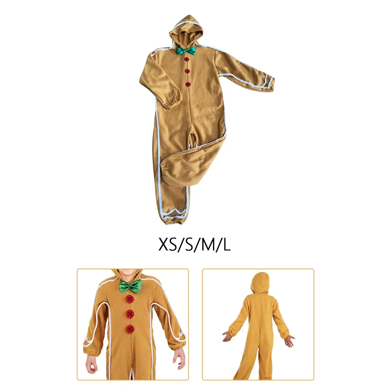 Christmas Outfit Gingerbread Man Costume Clothes for Masquerade Pretend Play