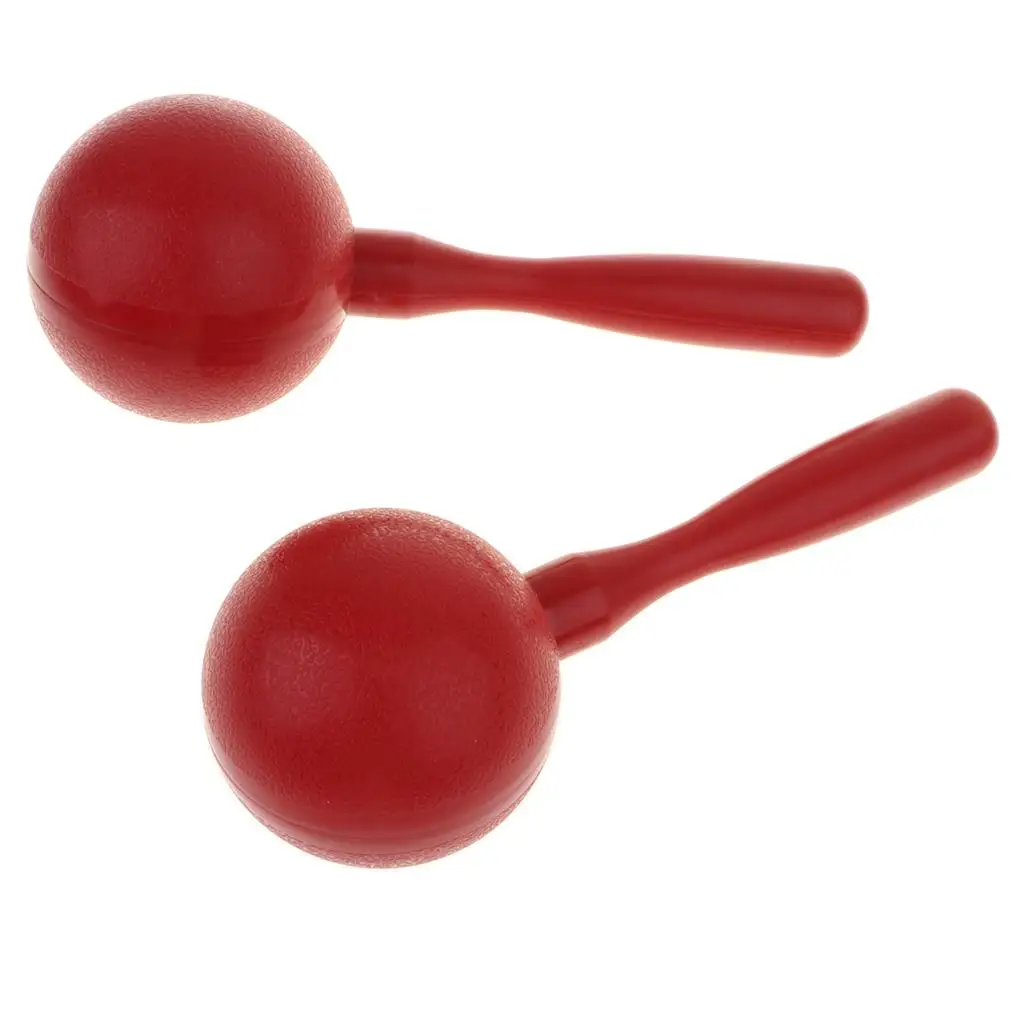 1 Pair Plastic Hand Percussion Maraca Rattles Children Musical Instrument Toys ?Red