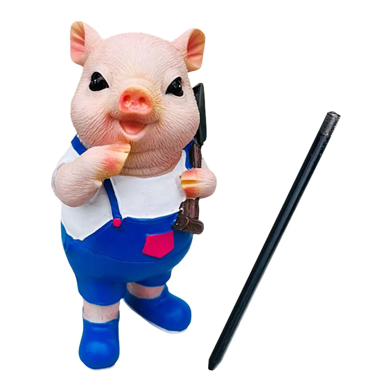Resin Pig Stakes Outdoor Pig Sculptures Animal Garden Statue for Pathway Lawn Plant Pot Micro Landscape Decoration