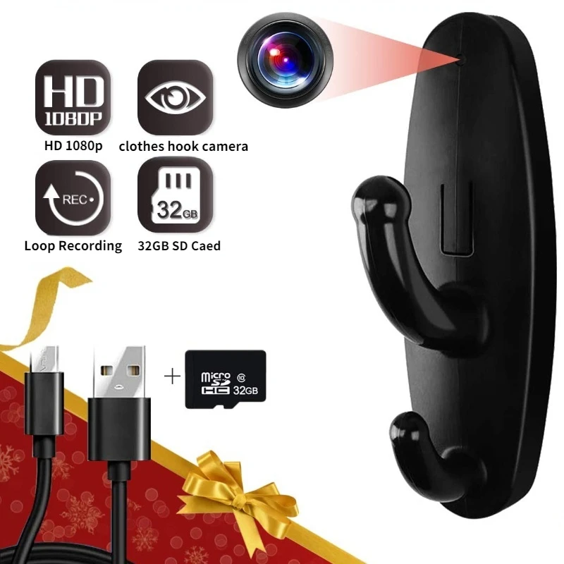 HD 1080P Clothes Hook Wifi Spy Camera Hidden Nanny Cam Motion Detection DVR 
