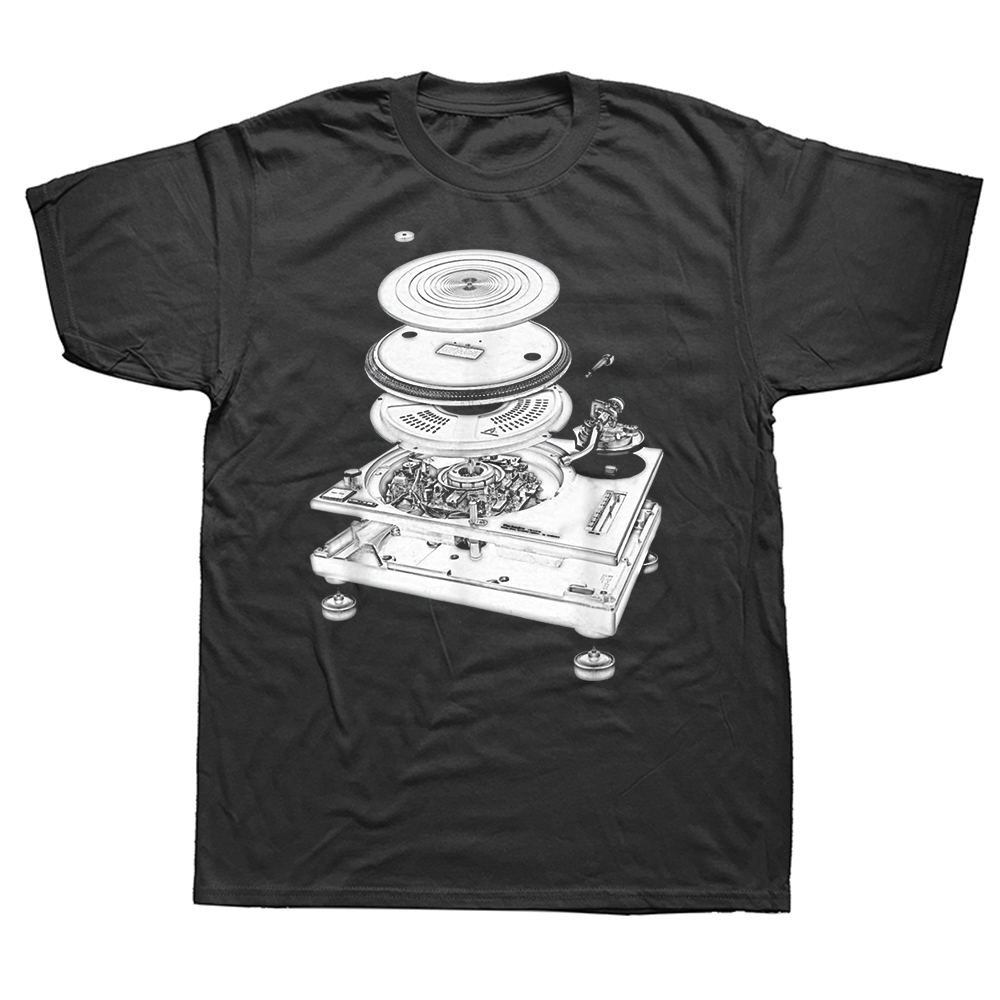 Lustige DJ Plattenspieler 1210 Exploded Blueprint Design T Shirts Sommer Grafik Streetwear Musik Hip Hop Geburtstag Geschenke T-shirt Männer – Detail 2