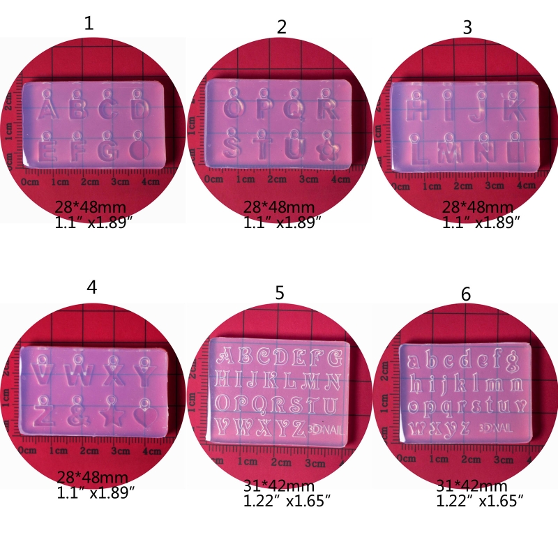 R3MC Mini Letter Numbers 3D Nail Art Decorations UV Crystal Epoxy Mold Silicone Mould