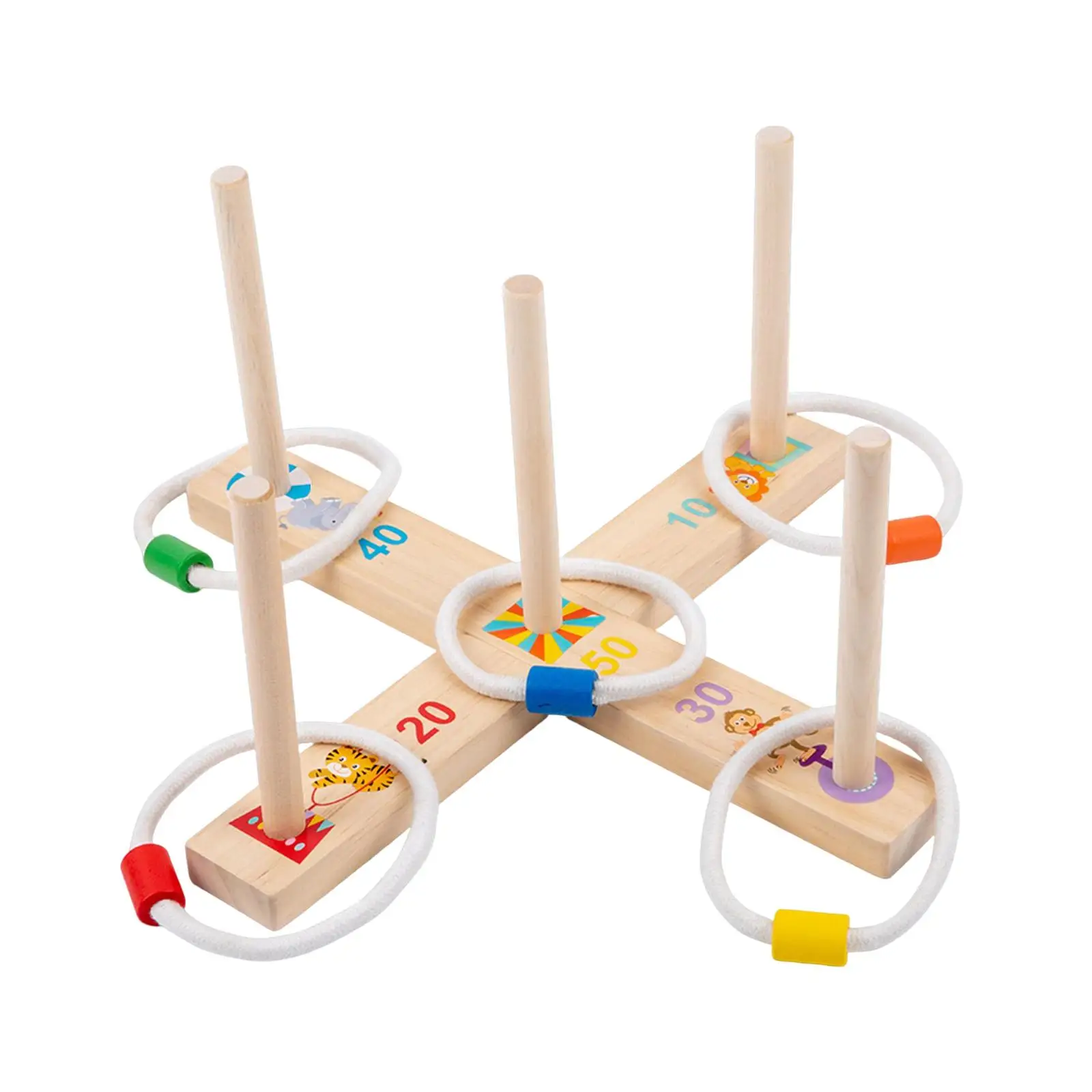 Wood Ferrule Game Puzzle Toy Ring Toss Montessori Interactive for Backyard Children