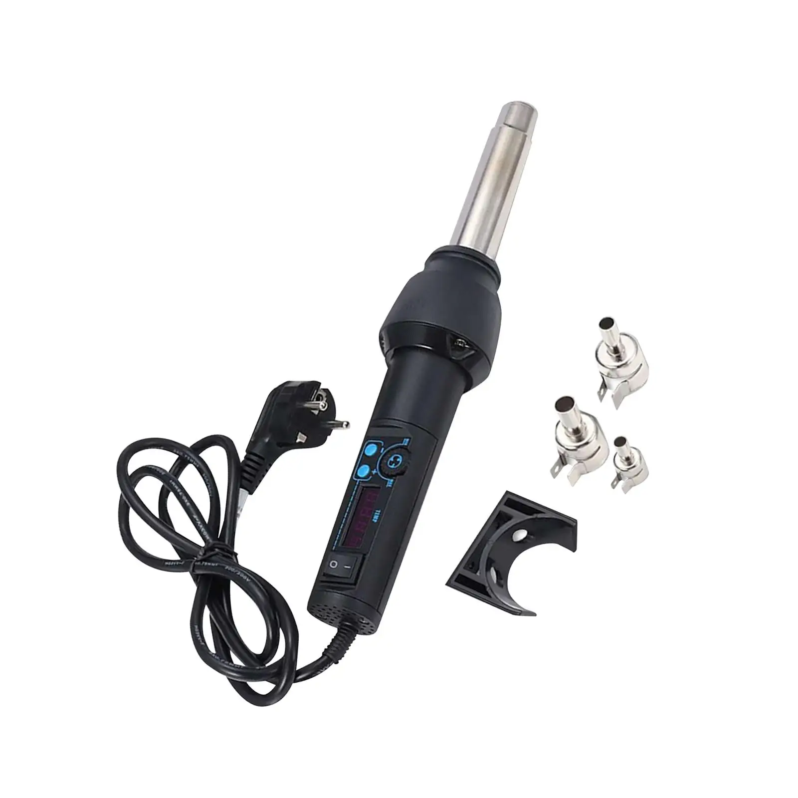 Handheld Mini Hot Air tool with Nozzle 3 Temperature Settings Digital Display Overload Protection Electric Hot Air Pen for DIY