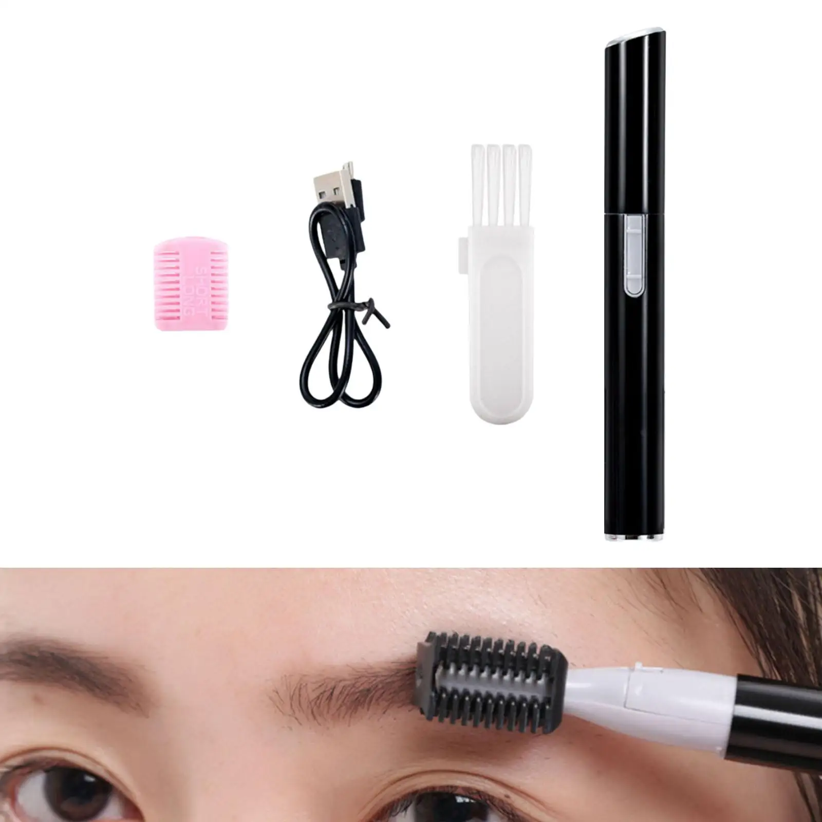 Electric Eyebrow Trimmer USB Rechargeable Facial Hair Remover for Upper-Lip