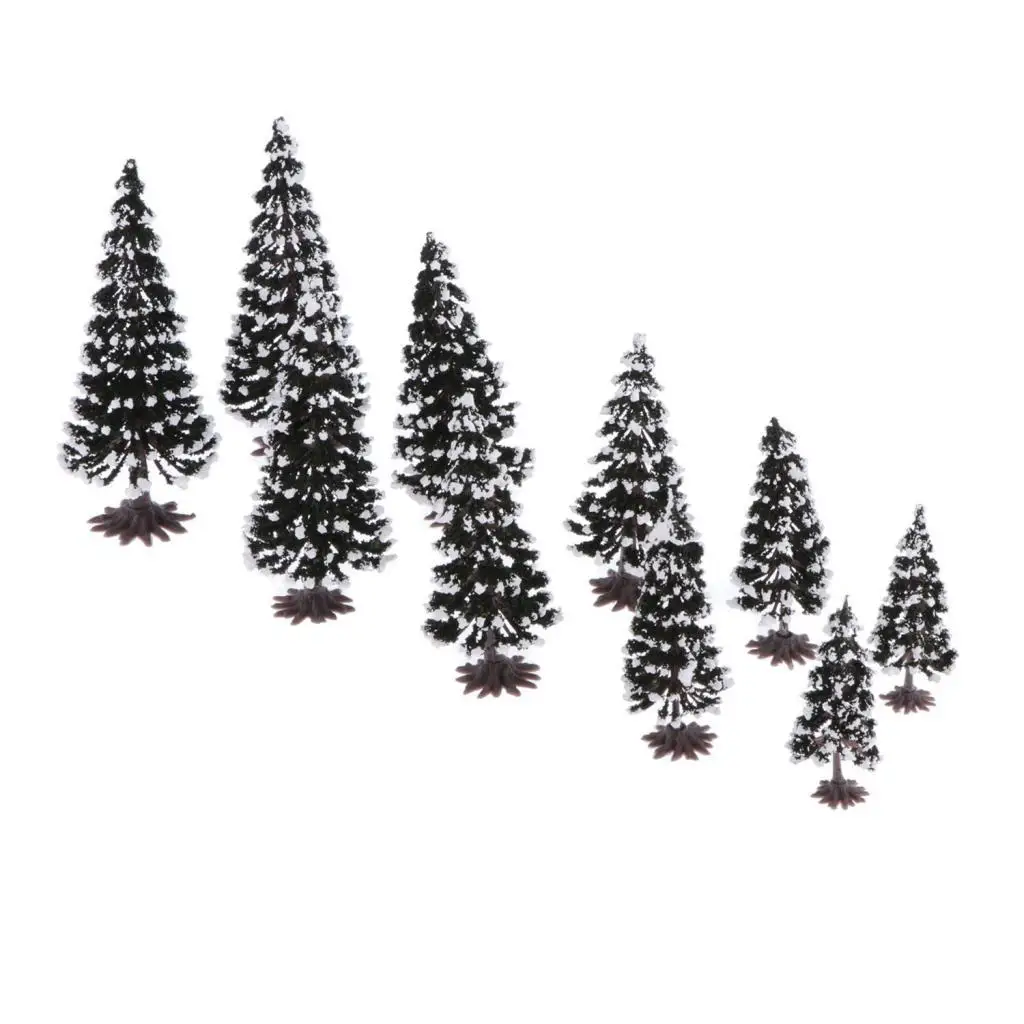 10pcs Model  Train Railroad Winter Scenery, S OO N Z  Diorama Accessories for crafts or Building Models