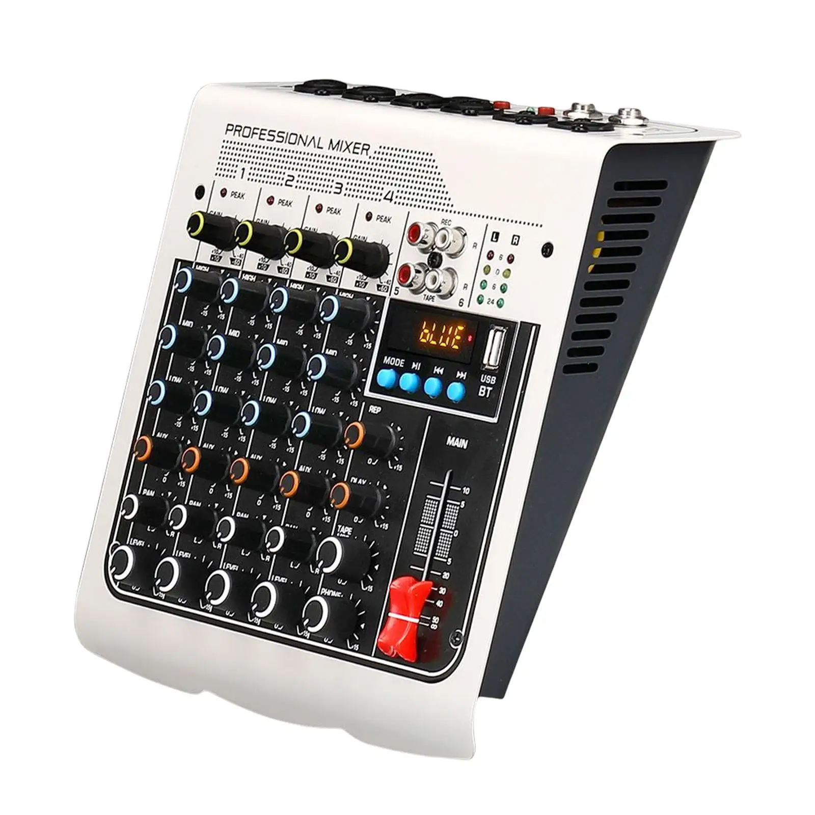 6 Channel Audio Mixer Microphone in Sound Mixing Console Headphone Jack MP3 Computer Input Stereo for Podcasting Party Recording