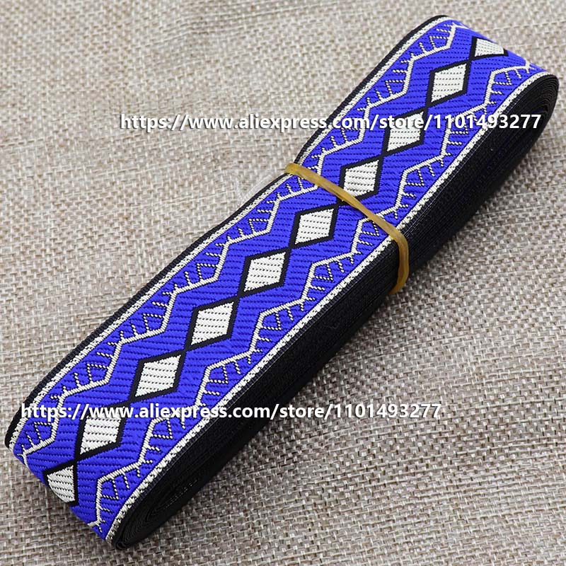 Description Picture 6 of item3.3cm 7 Yards Jacquard Ribbon with Ethnic Trim Embroidered Woven Webbing Tape for Cloth Sewing and Crafting Decorative
