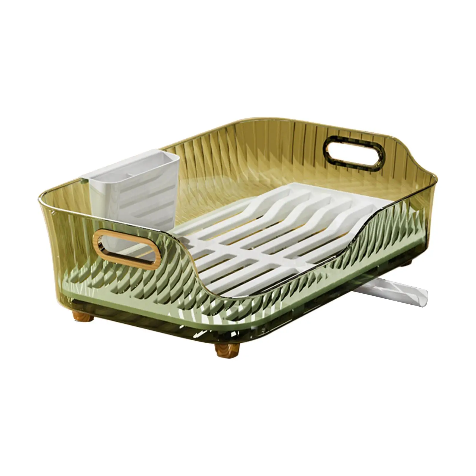 Kitchen Counter Dish Drying Rack Drip Tray with Swivel Spout Modern Design Accessory Size 42.5x26.5x13cm Easily Install Durable